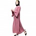 Casual A-line abaya with bell sleeves- Puce Pink Casual A-line abaya with bell sleeves- Puce Pink